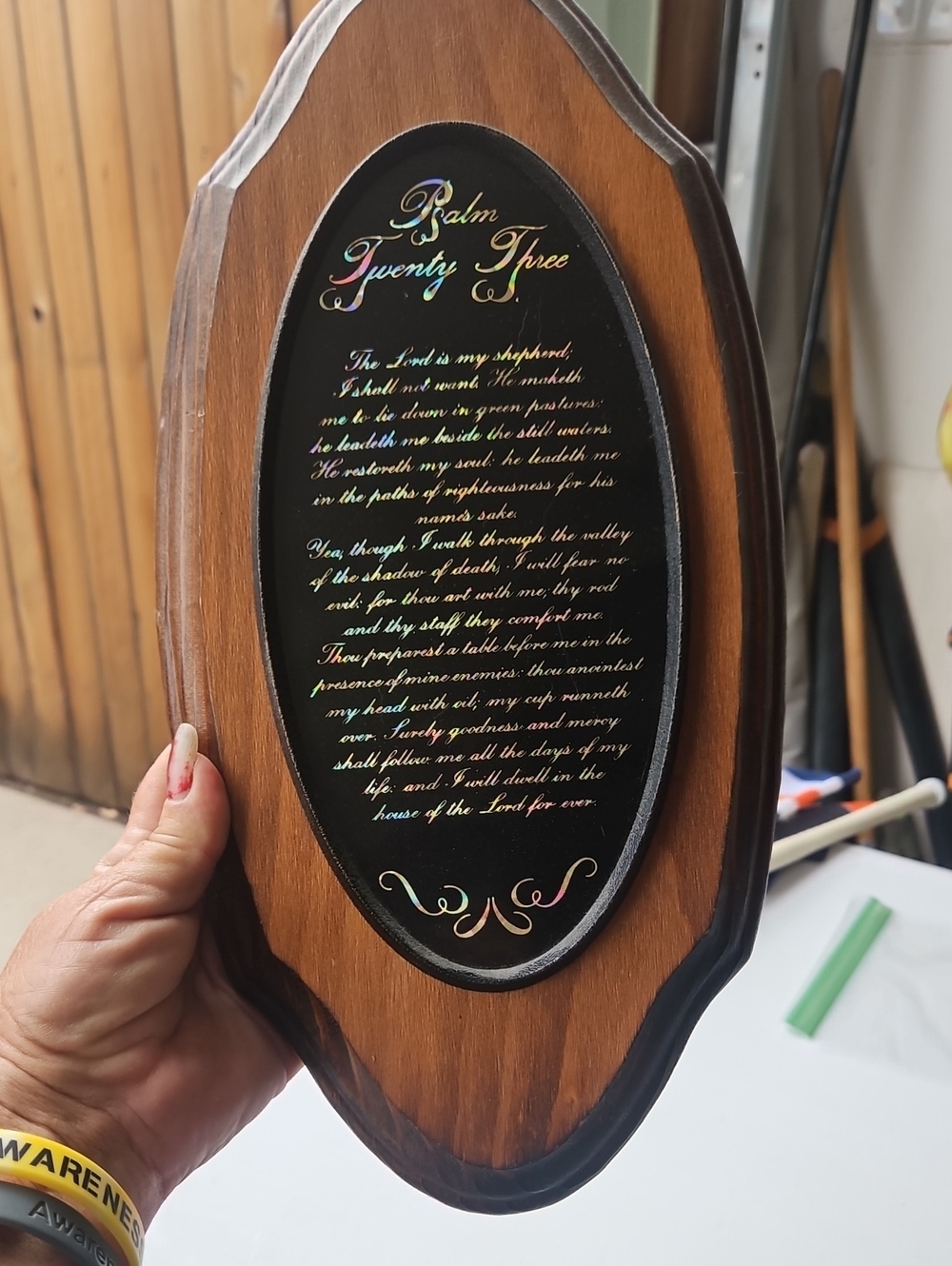 Framed Wooden 'Psalm Twenty Three' Decorative Plaque - Brown & Black